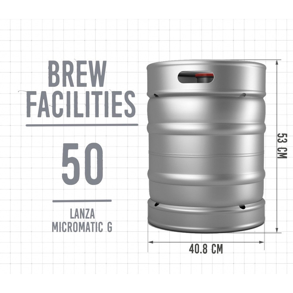 ¿Cuánto mide un barril de cerveza de 50 litros?